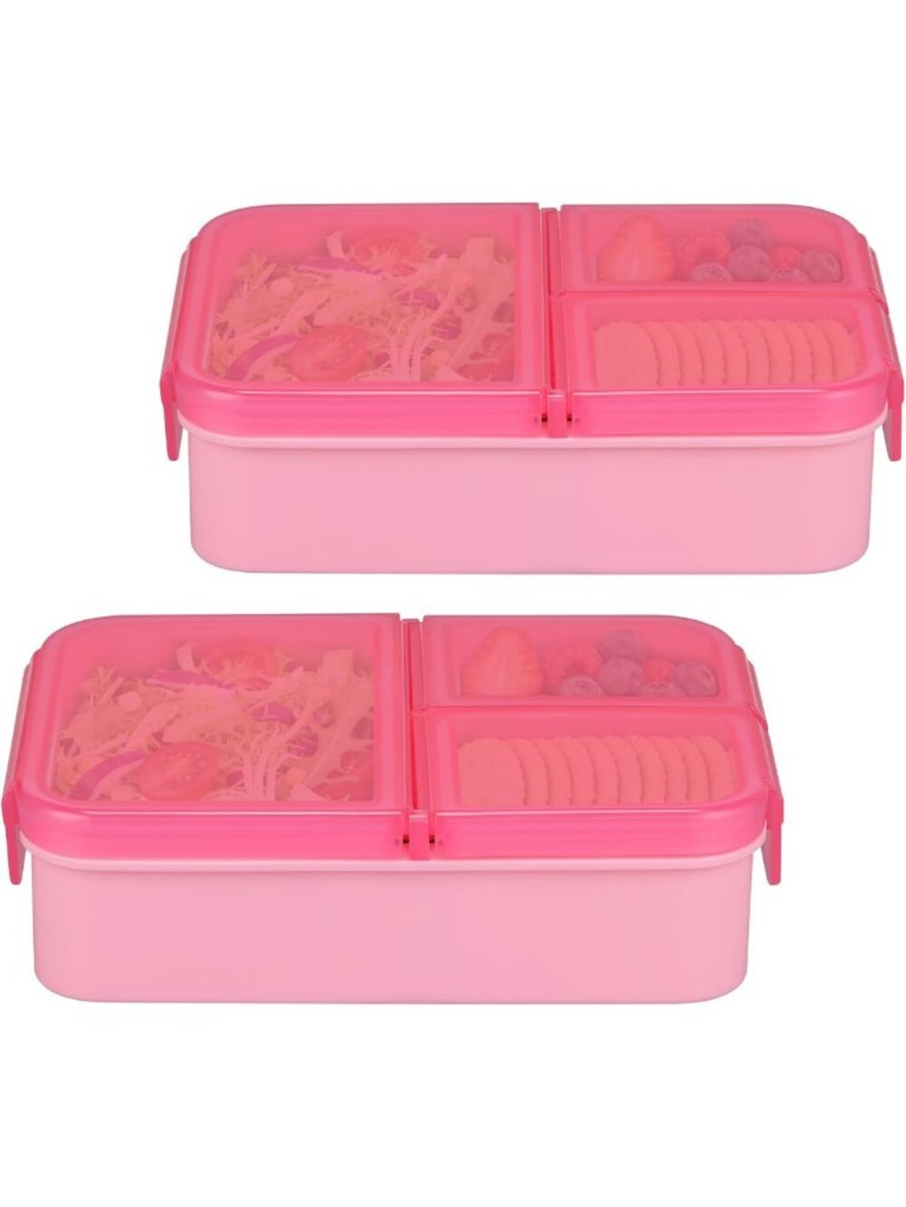 2 Pack Reusable Bento Lunch Snack Boxes for Kids | Divided Food Containers for